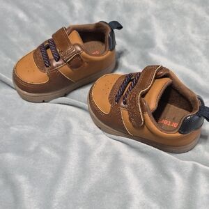 Baby Brown Leather-Look Casual Sneakers - Tan/Brown